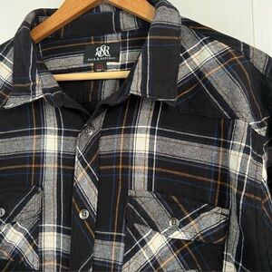 ROCK & REPUBLIC Men’s Blue Plaid Long Sleeve Button Down Shirt - Size XXL